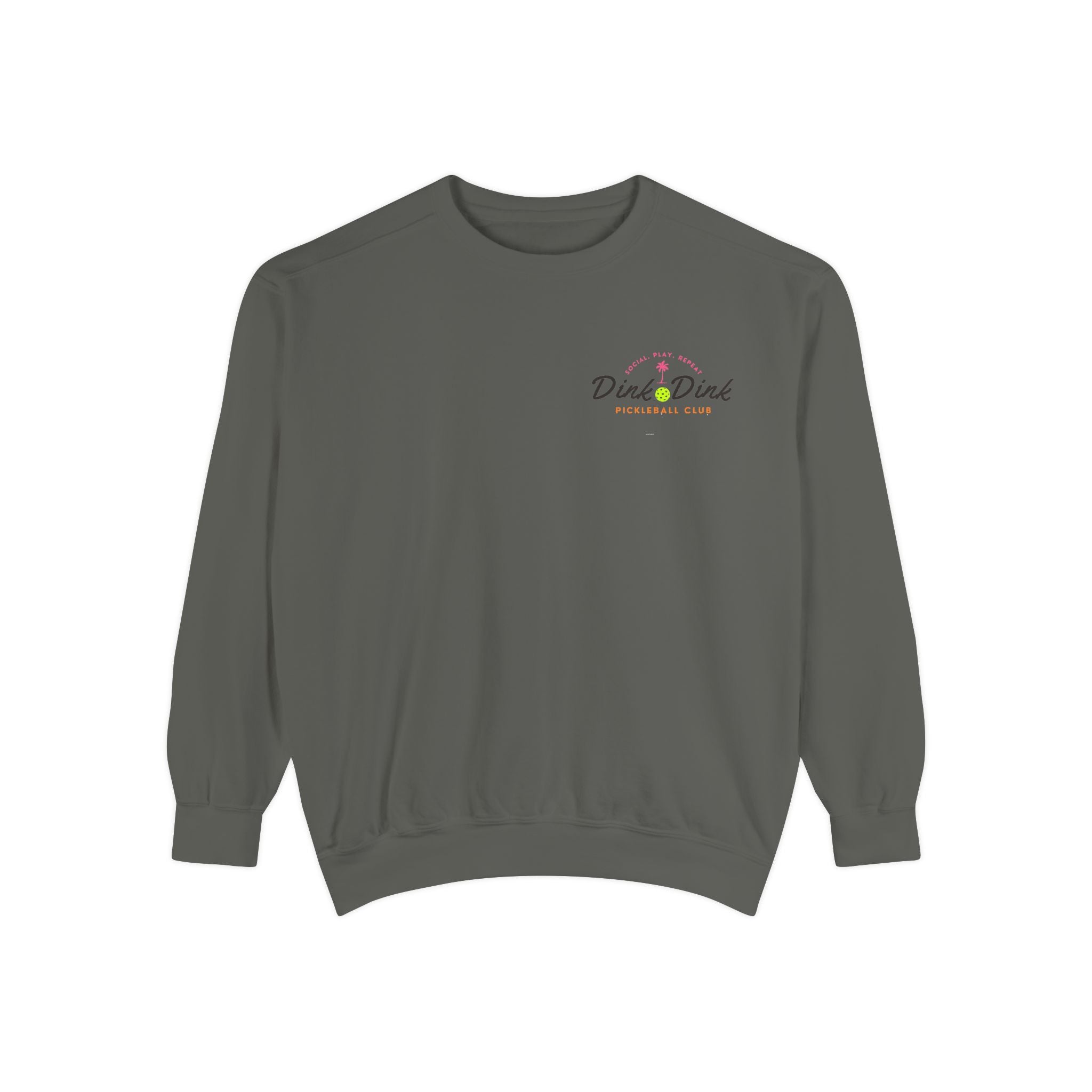 Coastal Courts Vintage Pickleball Sweatshirt — Dink Dink Social Club Scenic Back Print