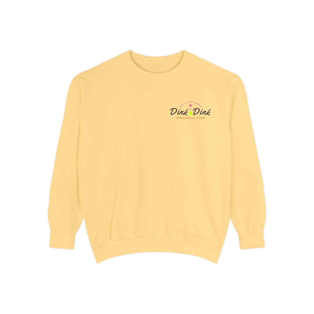 Coastal Courts Vintage Pickleball Sweatshirt — Dink Dink Social Club Scenic Back Print