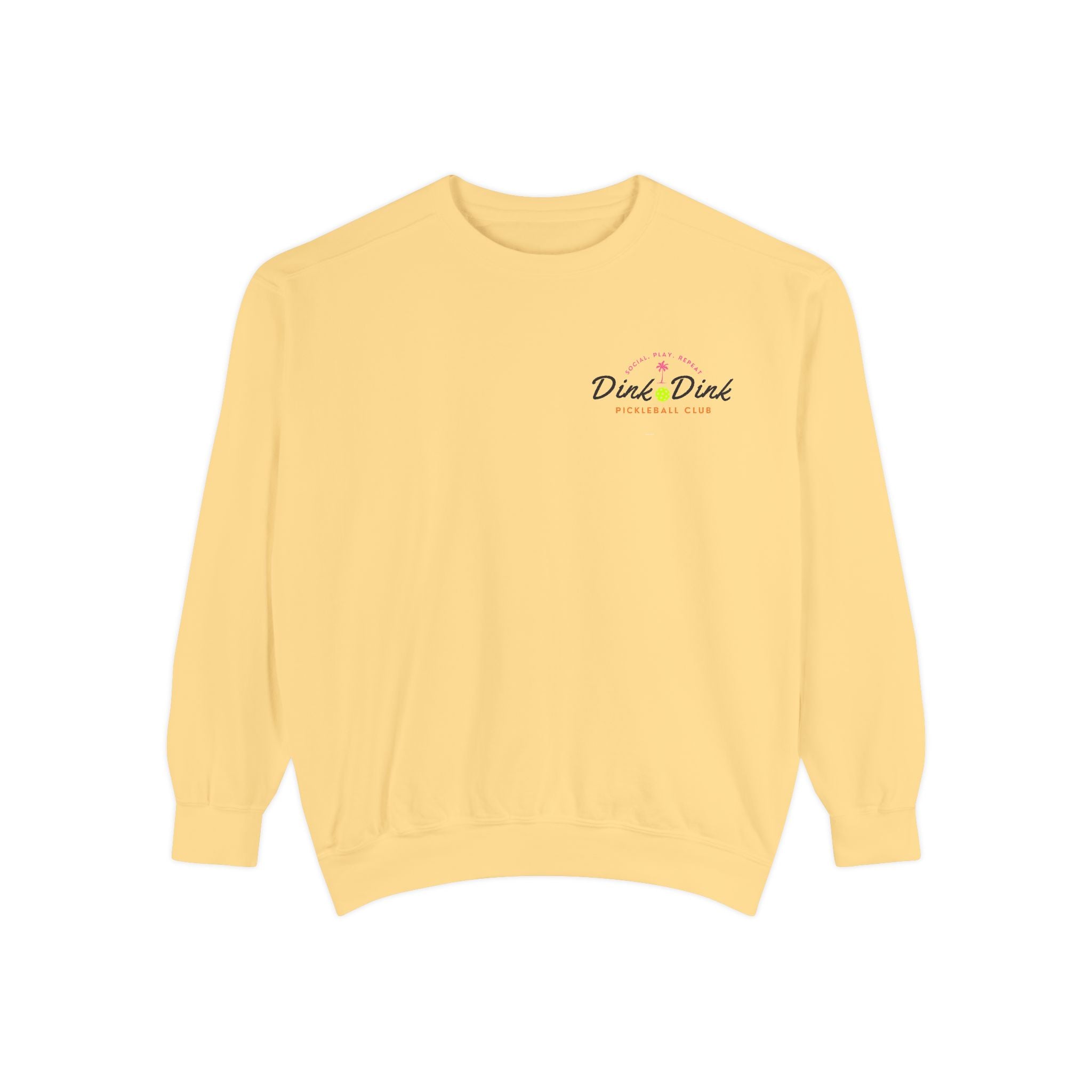 Coastal Courts Vintage Pickleball Sweatshirt — Dink Dink Social Club Scenic Back Print