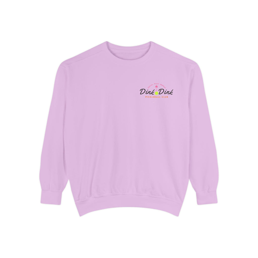 Coastal Courts Vintage Pickleball Sweatshirt — Dink Dink Social Club Scenic Back Print