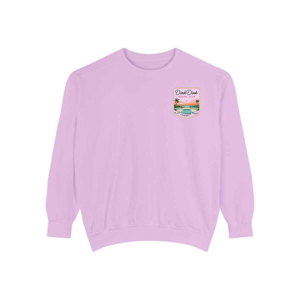 Desert Courts Vintage Pickleball Sweatshirt — Dink Dink Social Club Scenic Back Print