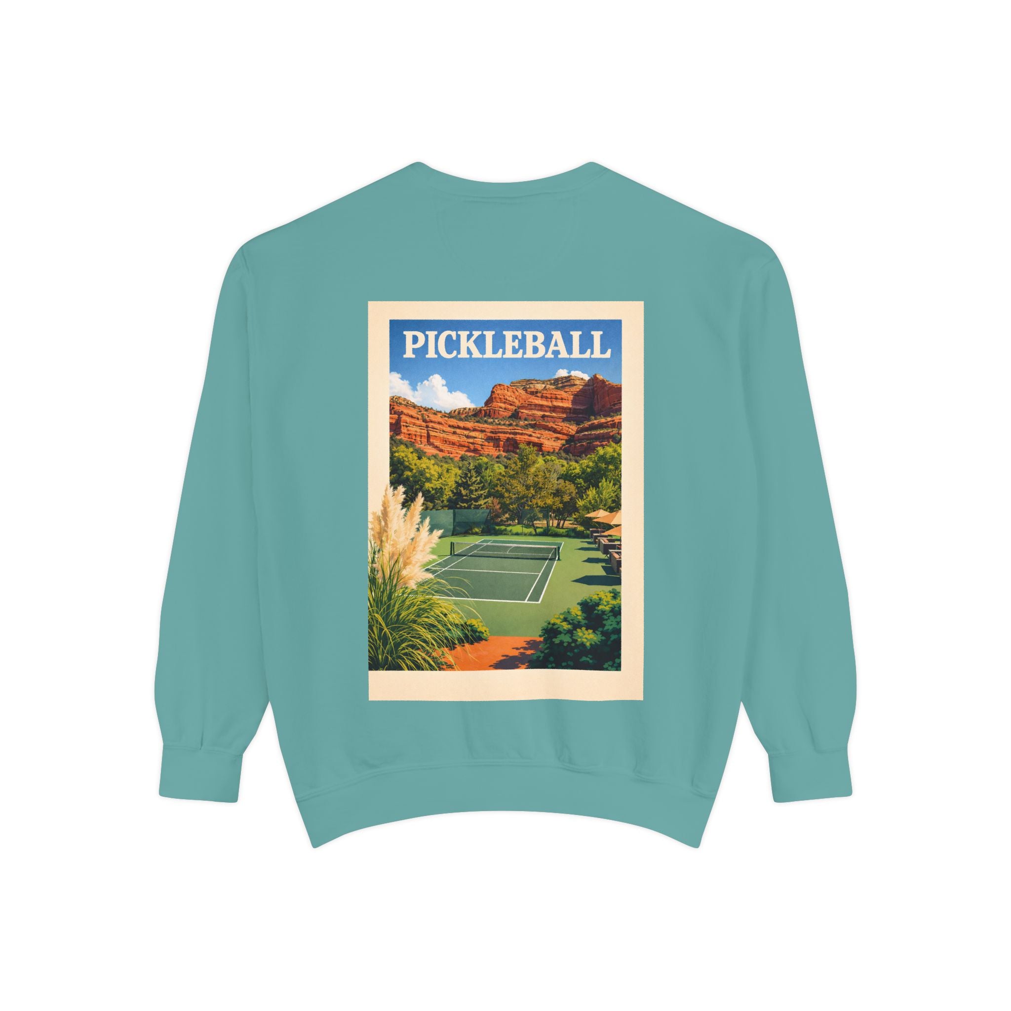 Sedona Courts Vintage Pickleball Sweatshirt — Dink Dink Social Club Scenic Back Print