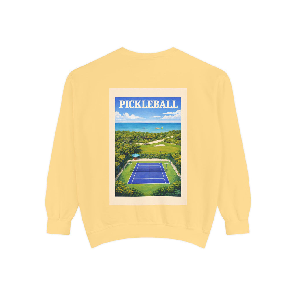 Coastal Courts Vintage Pickleball Sweatshirt — Dink Dink Social Club Scenic Back Print