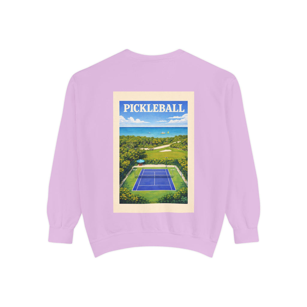 Coastal Courts Vintage Pickleball Sweatshirt — Dink Dink Social Club Scenic Back Print