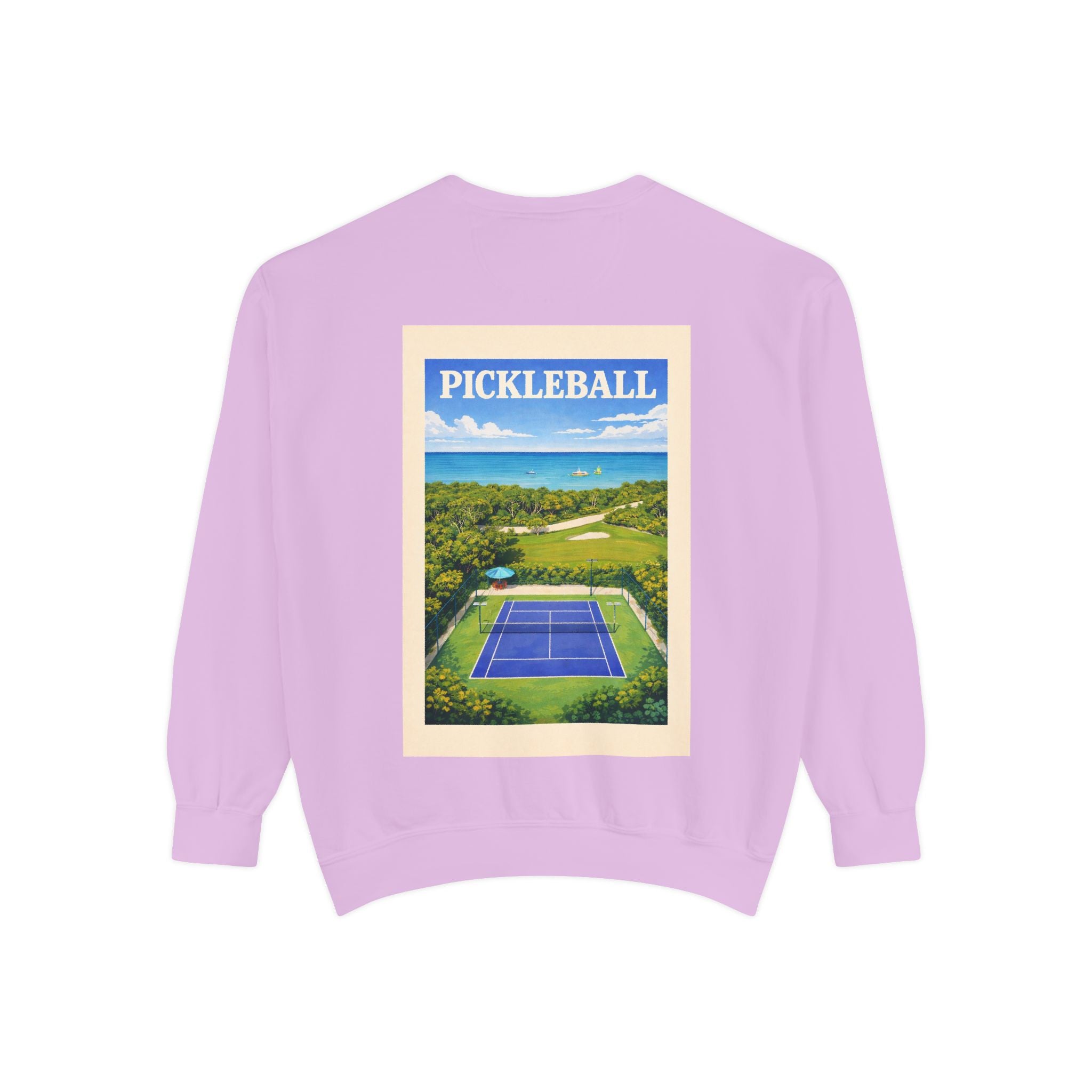 Coastal Courts Vintage Pickleball Sweatshirt — Dink Dink Social Club Scenic Back Print