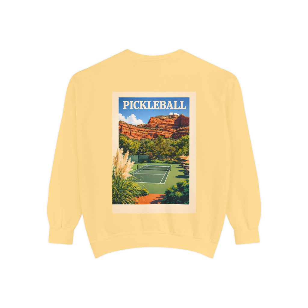 Sedona Courts Vintage Pickleball Sweatshirt — Dink Dink Social Club Scenic Back Print