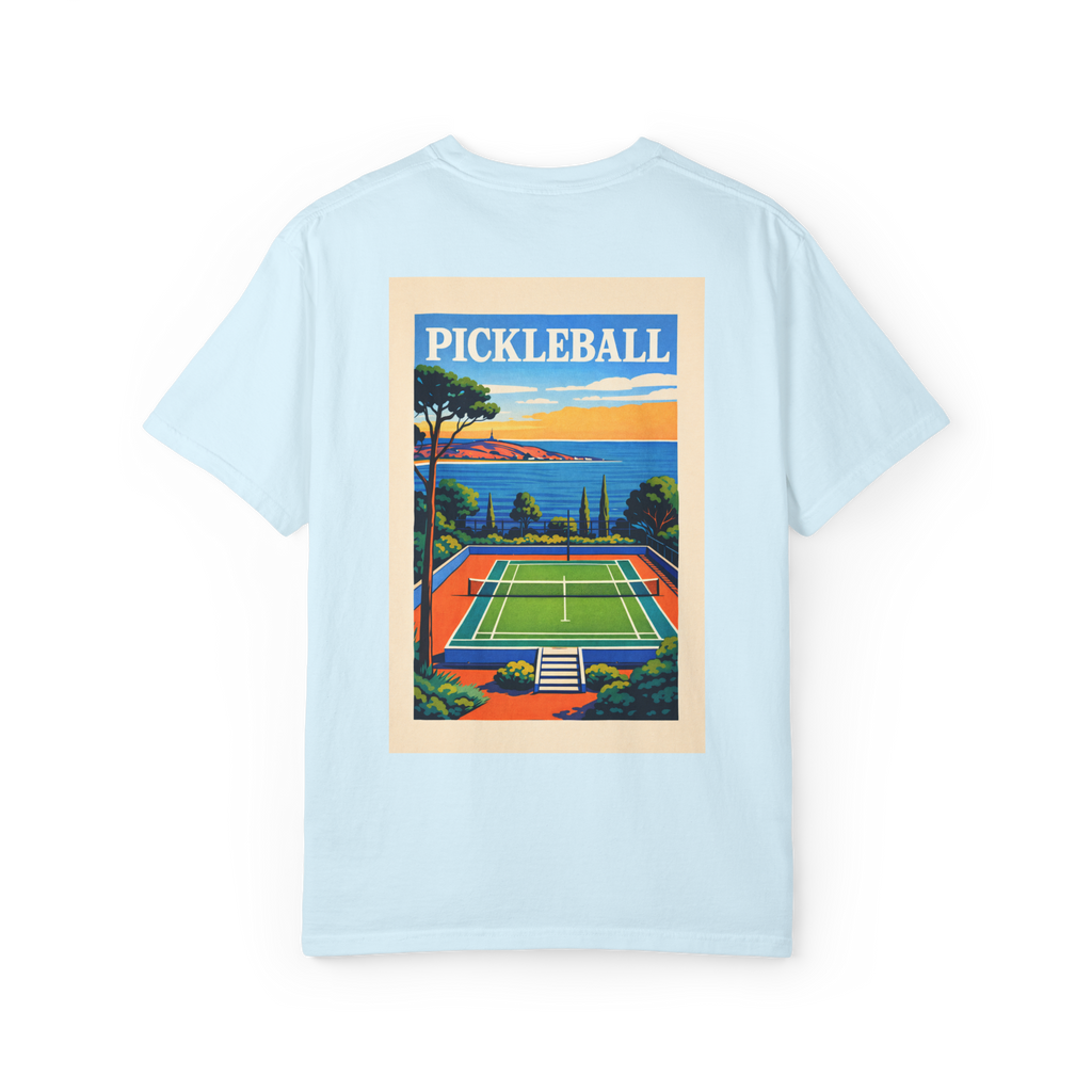 Coastal Pickleball Retro Poster Tee — Resort Style T-Shirt