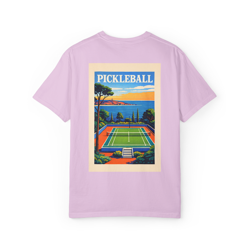 Coastal Pickleball Retro Poster Tee — Resort Style T-Shirt
