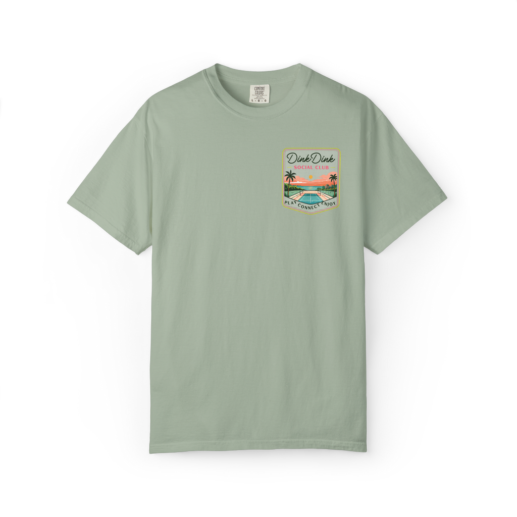 Coastal Pickleball Retro Poster Tee — Resort Style T-Shirt