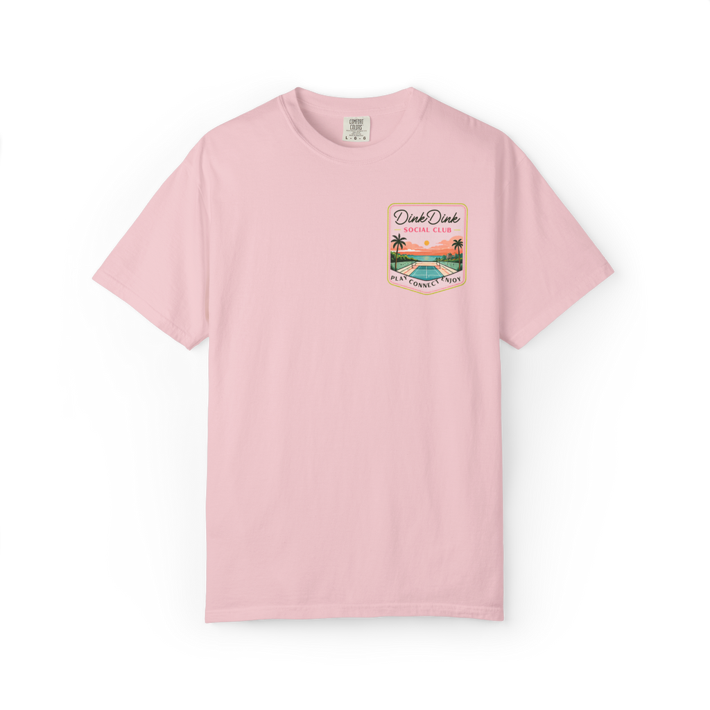 Coastal Pickleball Retro Poster Tee — Resort Style T-Shirt