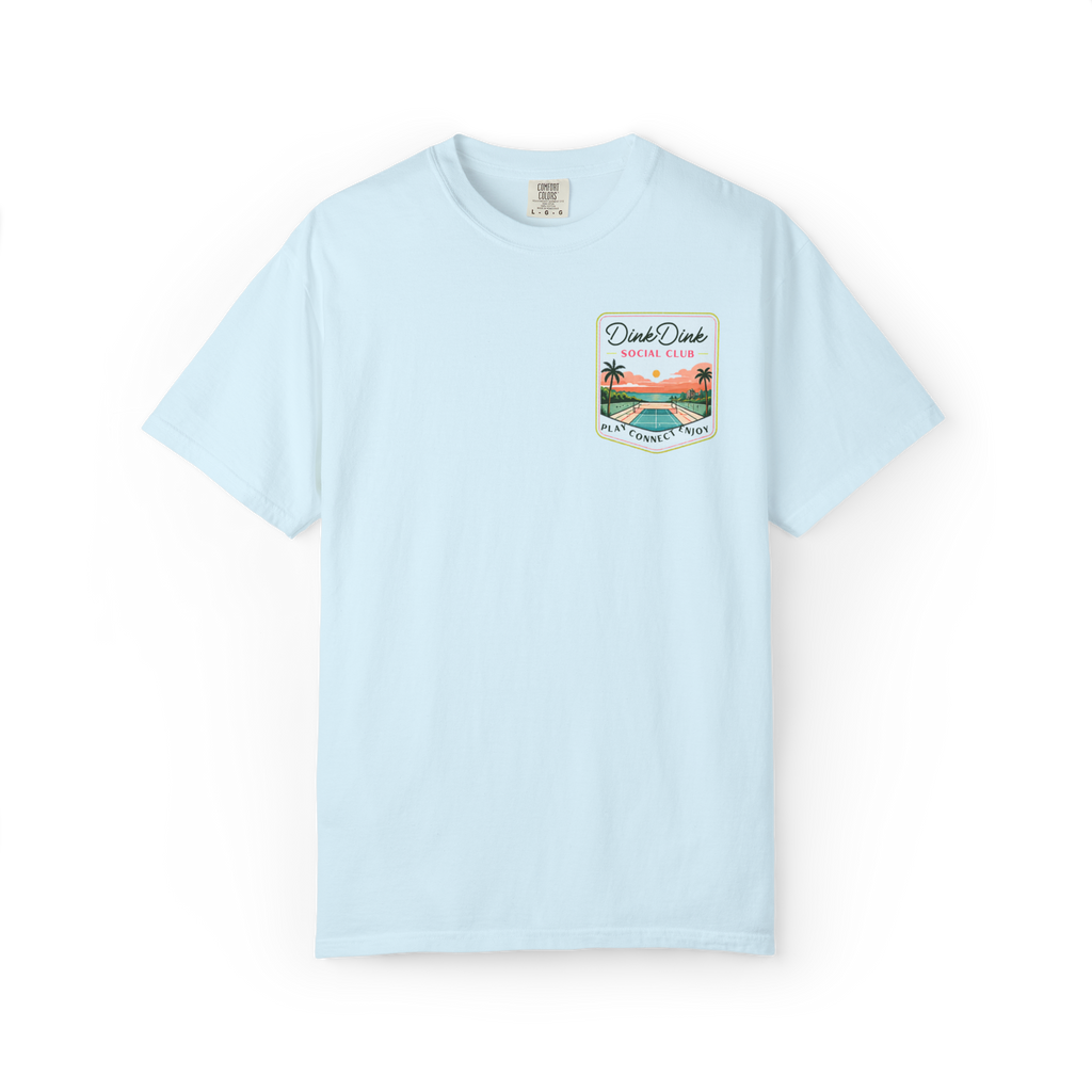 Coastal Pickleball Retro Poster Tee — Resort Style T-Shirt