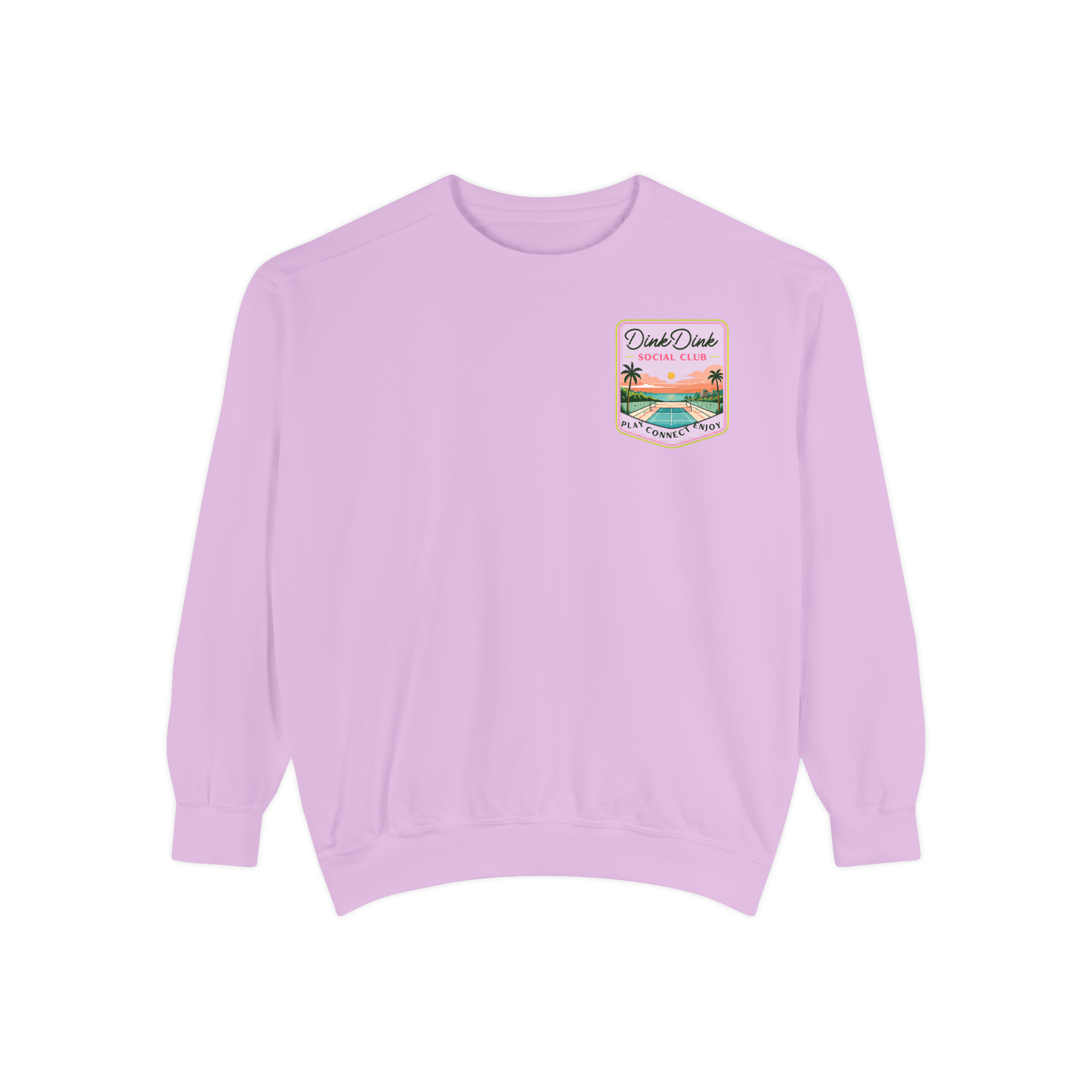 Desert Courts Vintage Pickleball Sweatshirt — Dink Dink Social Club Scenic Back Print